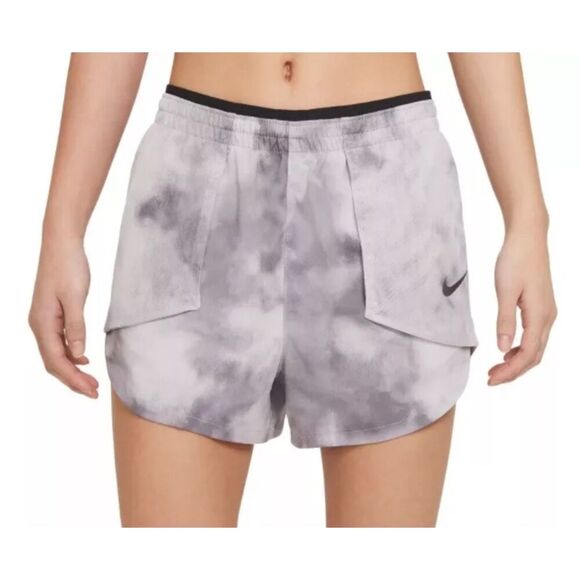 Nike Dri-Fit Women's Tempo Luxe Icon Clash Running Shorts Size Medium Gray - Picture 1 of 10